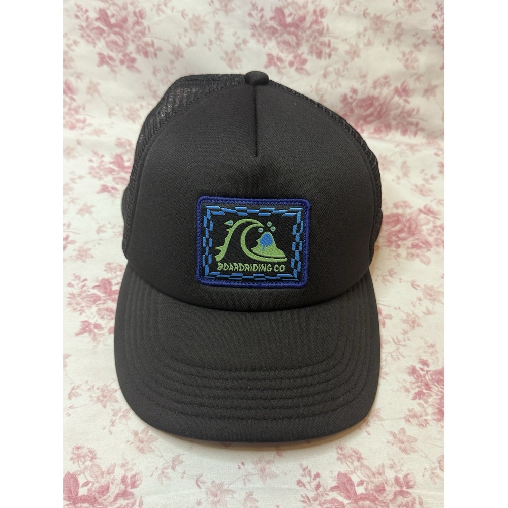 Quiksilver Boardriding Co Trucker Hat Black Mesh Snapback Adjustable